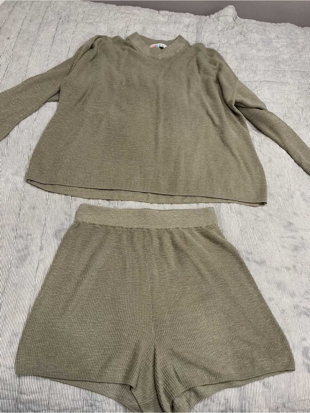 Women's Olive Knit Lounge Set - Unbranded